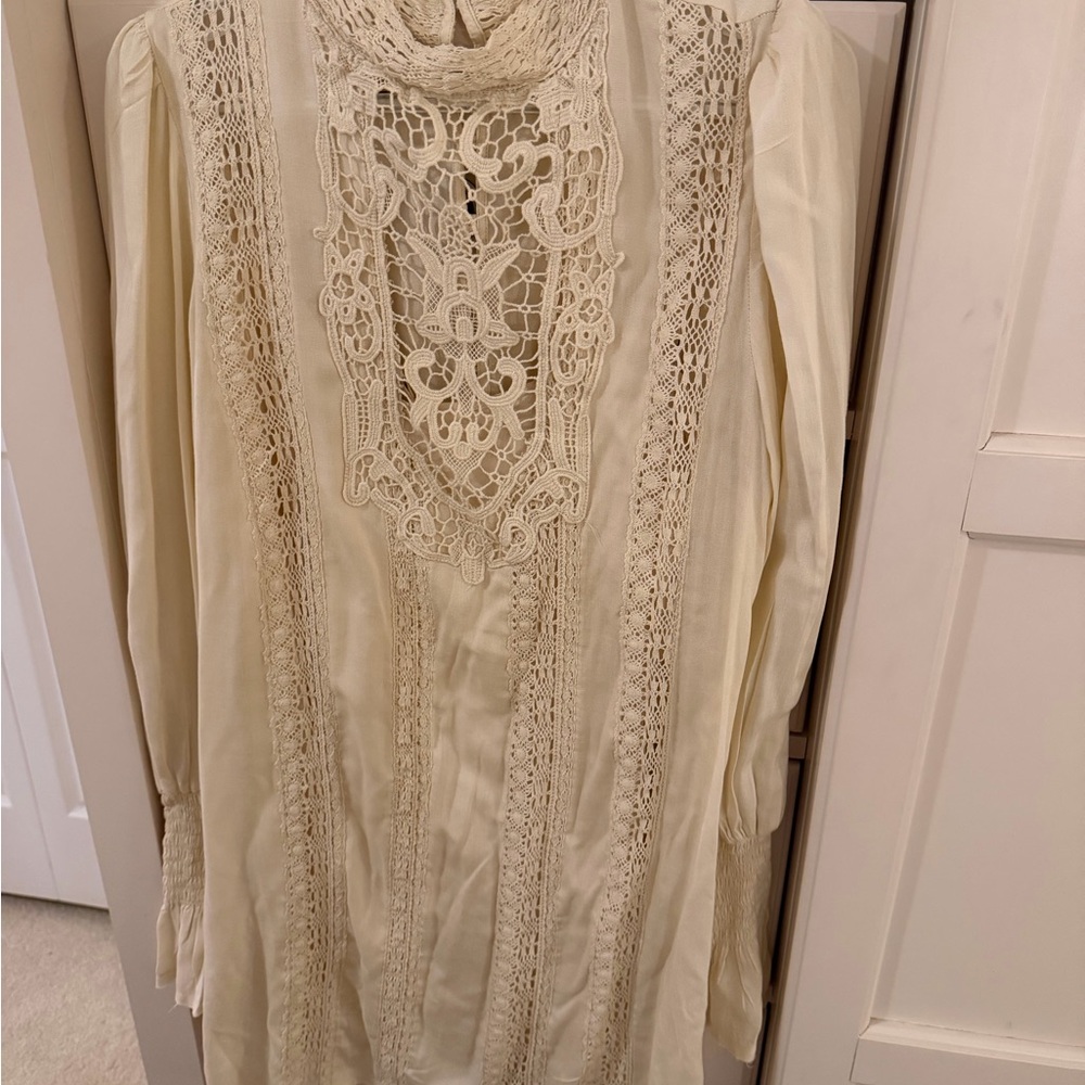 Free People Cream Lace Blouse